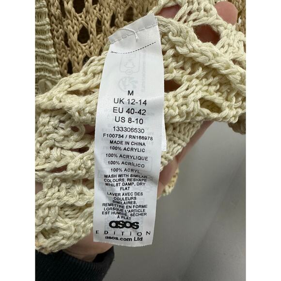 ASOS EDITION NEW Knit Oversized Short Sleeve Shirt in Tonal Cream size Medium - Picture 7 of 7